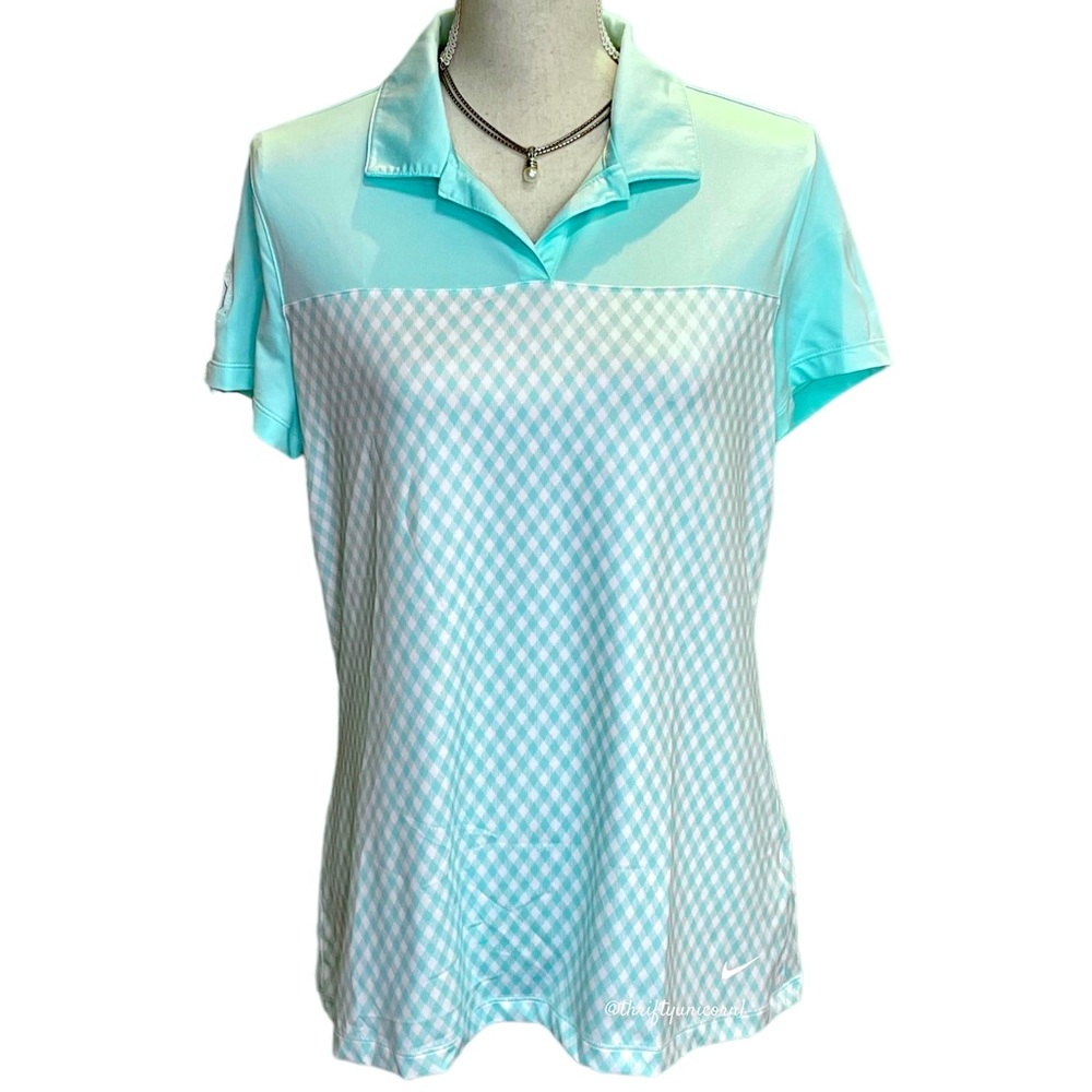Nike Golf Women’s Tour Performance Blue-Green Dri-Fit Polo Shirt ~ Size Large
